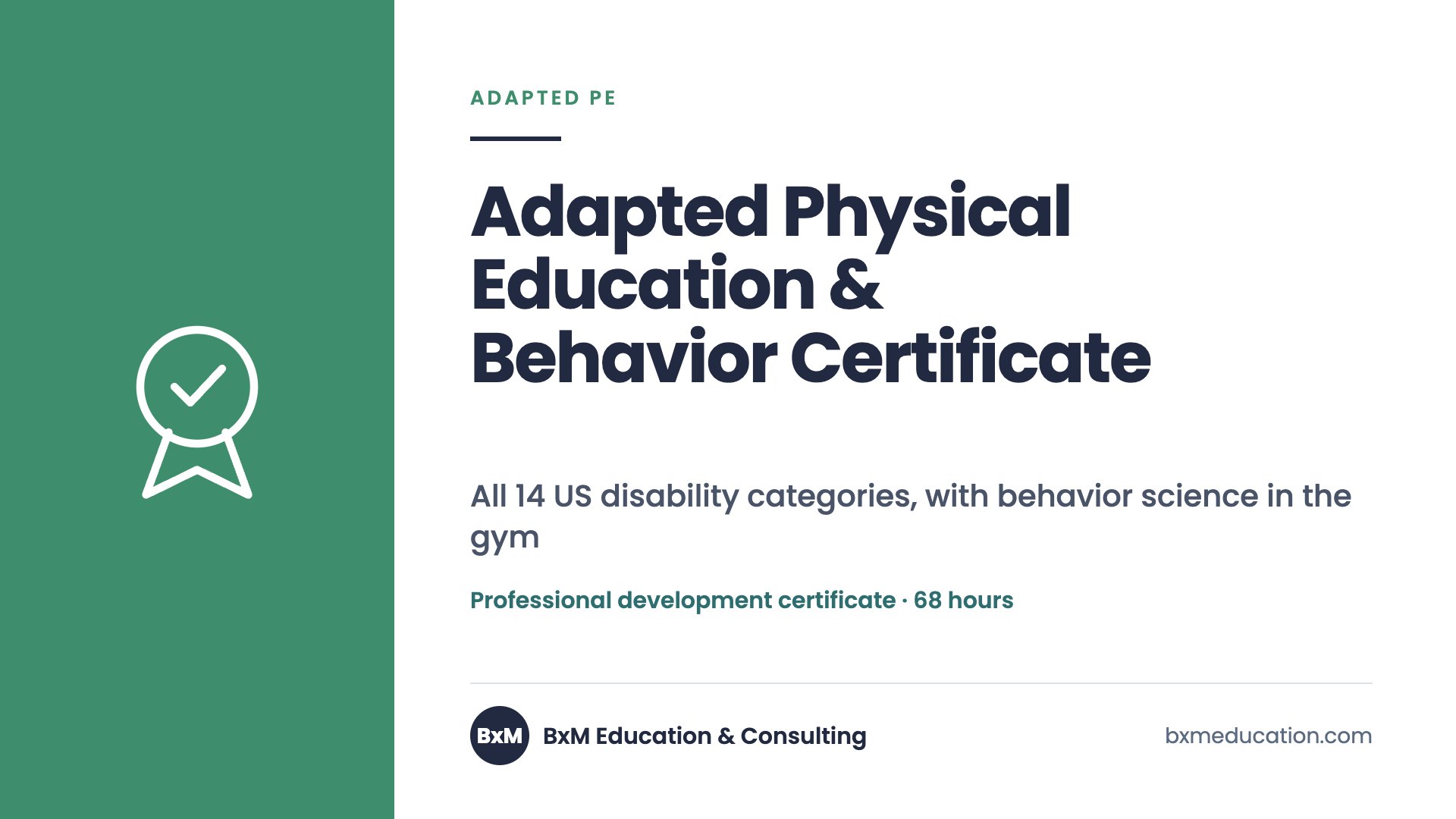 Adapted Physical Education & Behavior Certificate — BxM Education course