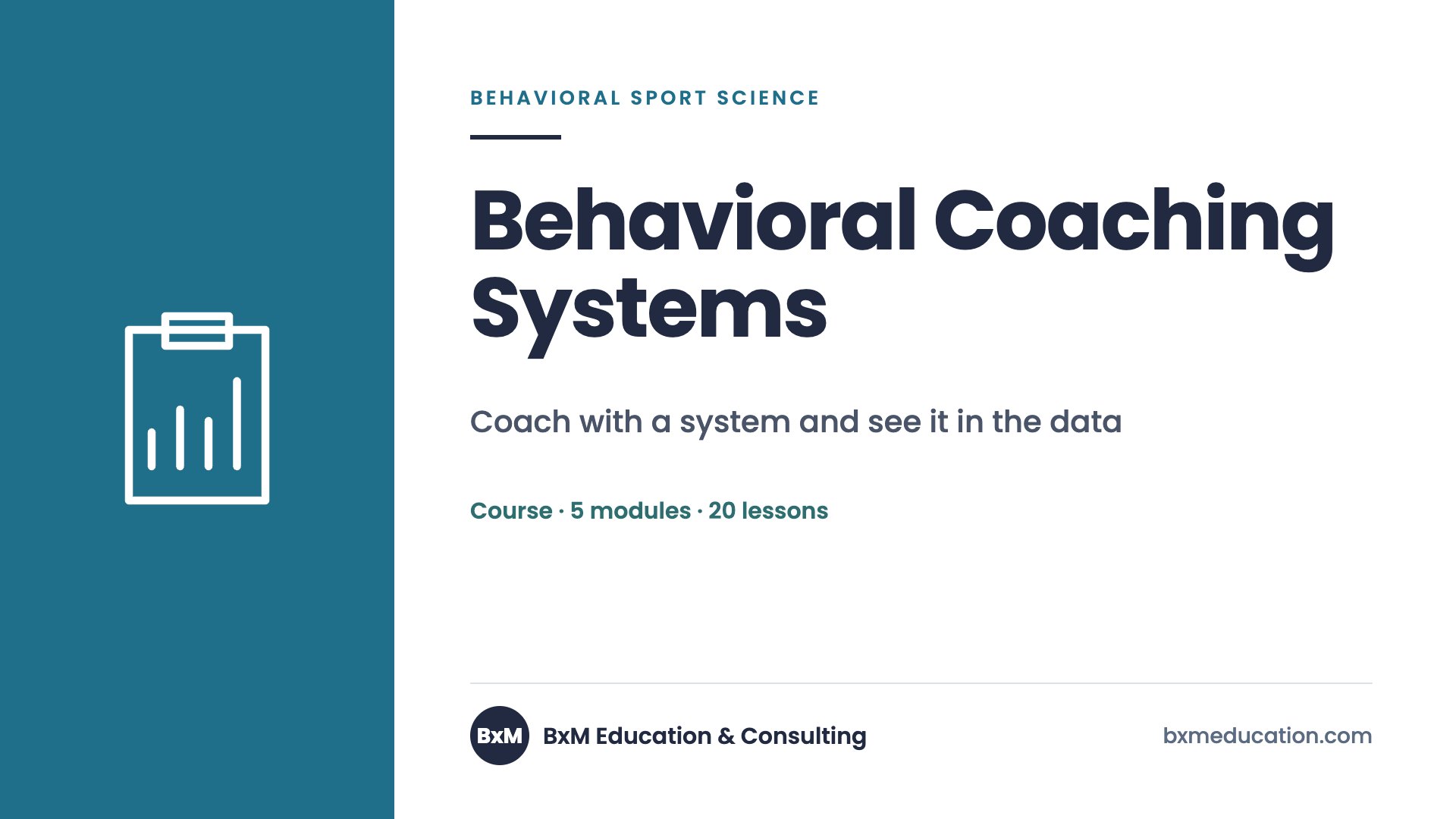 Behavioral Coaching Systems — BxM course card