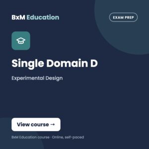 Single Domain D – Experimental Design (BxM Education course card, Exam prep)
