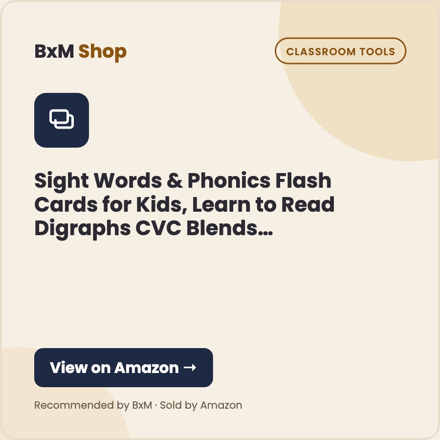 Sight Words & Phonics Flash Cards for Kids, Learn to Read Digraphs CVC Blends Long Vowel Sounds (BxM Shop card, Classroom tools)